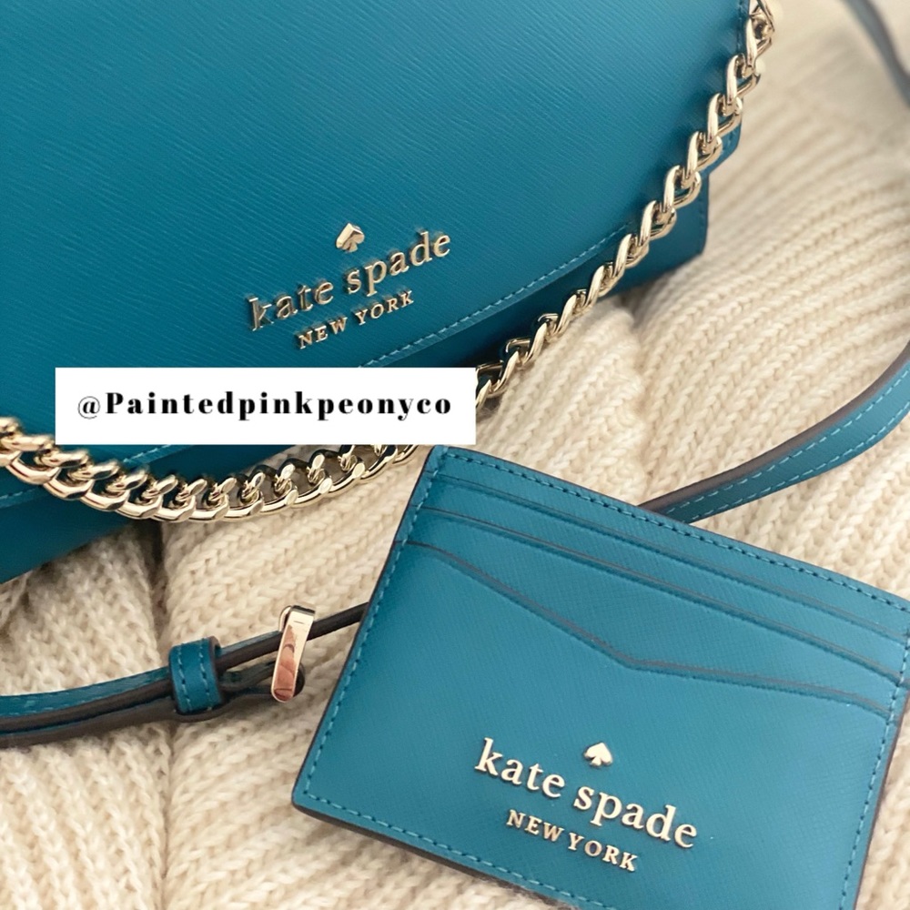 KATE SPADE | peacock Teal Blue Purse Crossbody Shoulder Bag & Slim Card Wallet - Picture 2 of 10